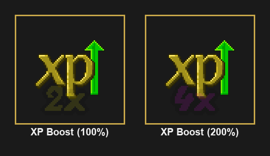 XP Boost (100%) and XP Boost (200%)